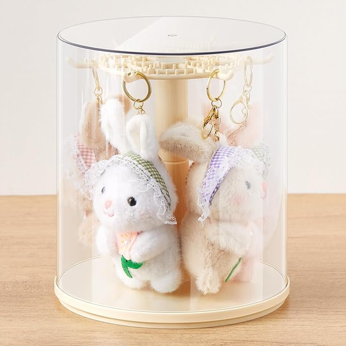 Weysat Rotating Doll Display Case, Clear Transparent 360° View Dustproof Showcase for 5.9-6.7 Inch Collectible Figures, Box Toys & Keychains (No Dolls)