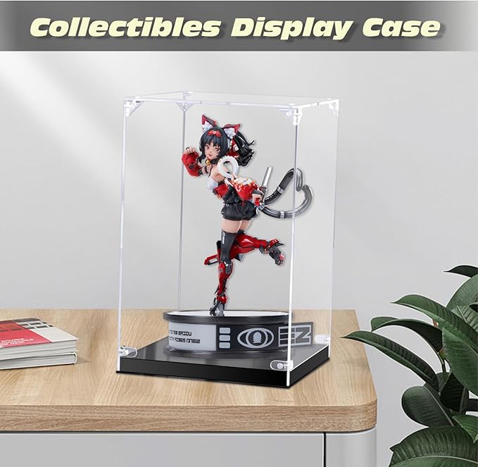 Acrylic Display Case for Action Figures,Clear Acrylic Display Box for Collectibles Home Storage & Organizing Figures Models Doll Toys 8" Lx8 Wx12 H