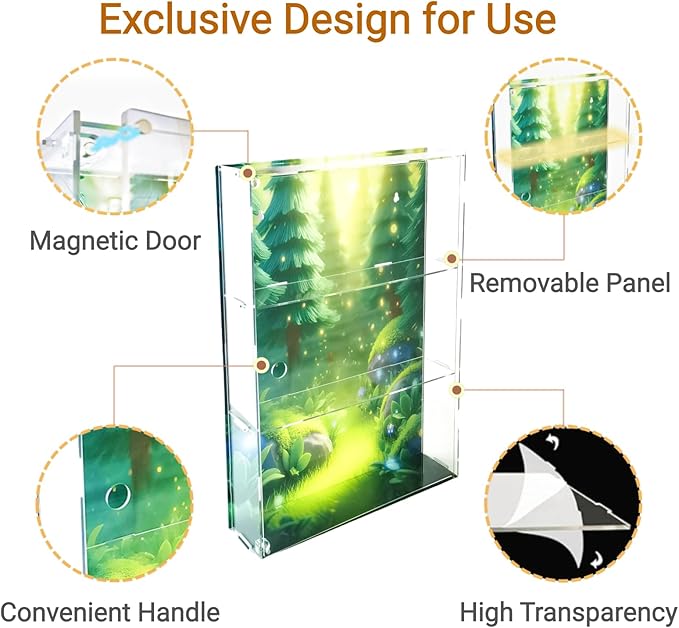 Display Case for Action Figure Blind Box Monsters Storage Cabinet Thanksgiving Clear Acrylic Shelf Collectibles 3 Layer Adjustable Magnetic Door Dustproof Wall Mounted Desktop