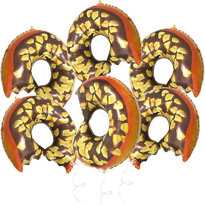 Big Chocolate Donut Balloon Donut Time Decoration For Birthday Baby Shower Wedding Holiday Hawaiian Tropical Grow Up, 6 Pack Sweet Candy Nut Doughnut Balloons Sweet Cake Sweetmeat Candy Party Supplies