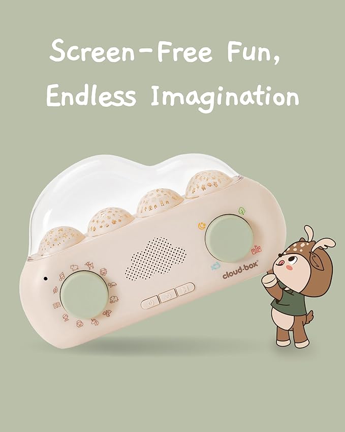 Cloudb Cloudbox Storytime Audio Story Books Toy Gift for Toddlers Kids Girls Boys | English/Spanish Voice Record Storyteller | 36 Stories, 8 Melodies, Star Projector Night Light White Noise Dreambox