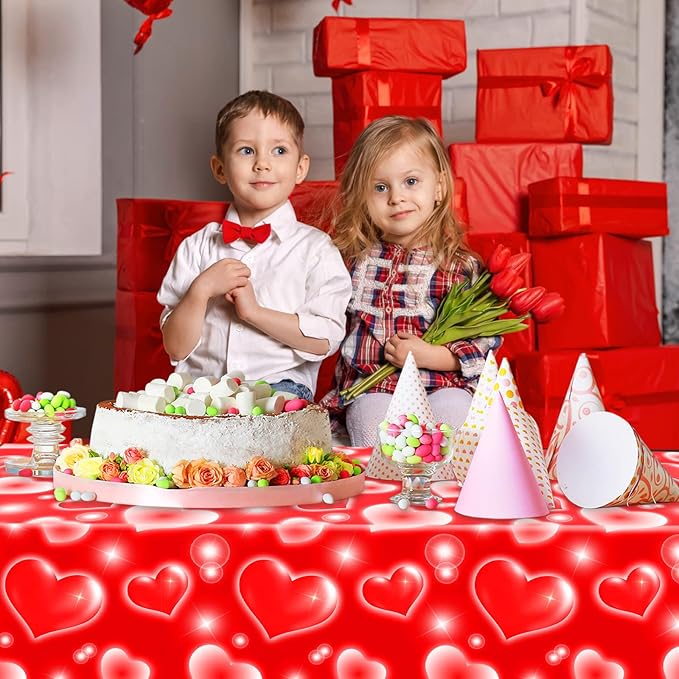 Tudomro 3 Pack 2000s Tablecloth Decoration 54 x 108 Inches Cholo Party Table Cover Y2k Party Decoration Heart Disposable Kpop Table Cloth for Birthday Supplies(Red)