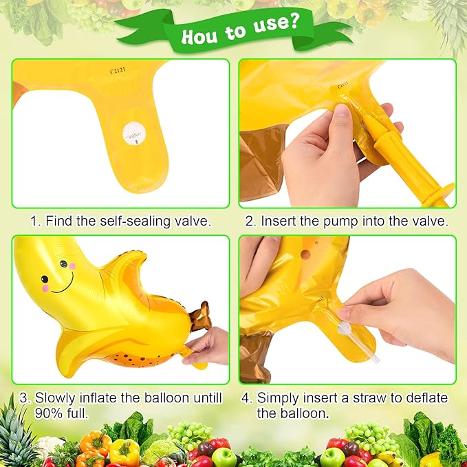 Vegetable Balloons Decoration, 10 Styles Fruit and Veggie Foil Balloon for Wedding Baby Shower Party Supplies