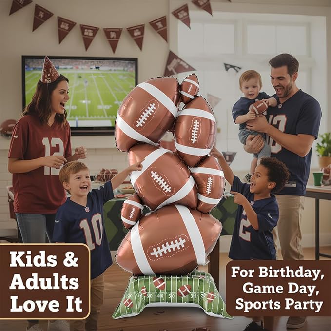 Football Party Supplies, 59 Inch Standing Football Balloons Pile for Party Decorations, Sports Theme Birthday, Game Day Celebration, Outdoor & Indoor Photo Backdrop