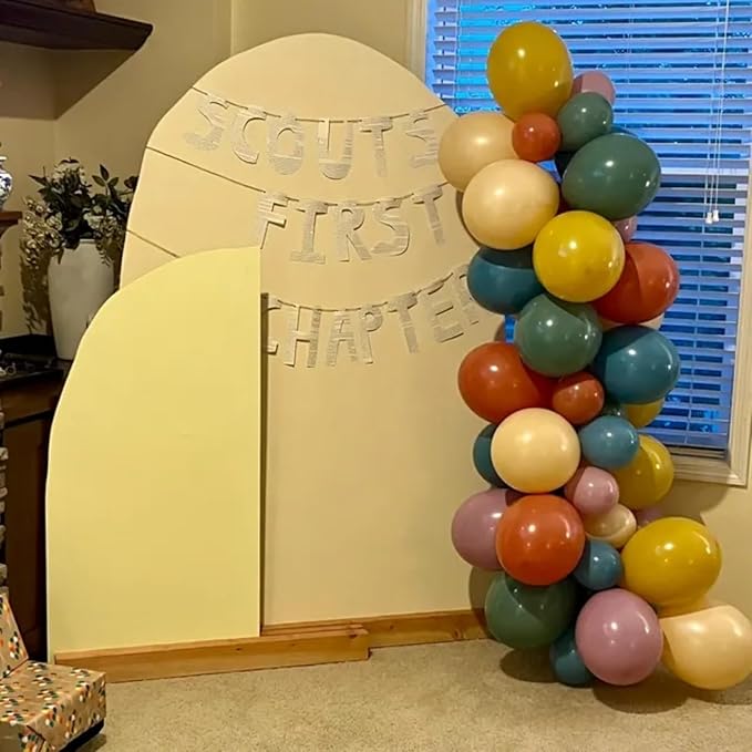 60pcs Boho Rainbow Balloons Assorted Colors Dusty Slate Blue Blush Pink Mustard Yellow Balloons, Retro Colorful Balloon Kids' Party Balloon for Here Comes the Son Baby Shower Decor Groovy Birthday