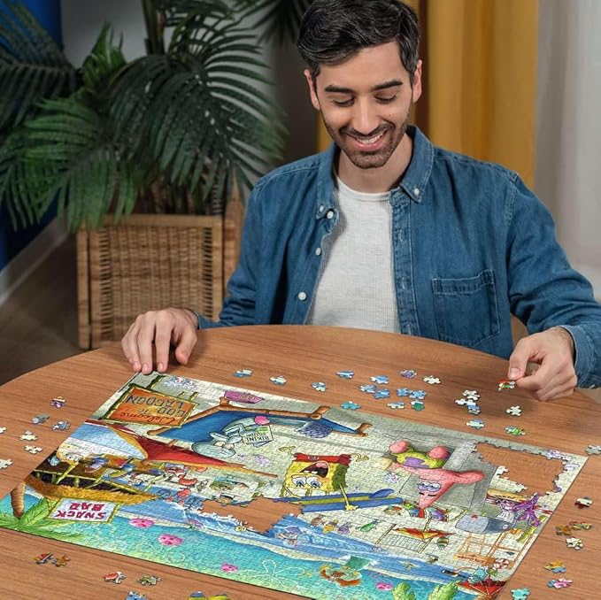 Ravensburger Spongebob Squarepants - Beach Fun at The Goo Lagoon - 1000 Piece Puzzle for Adults