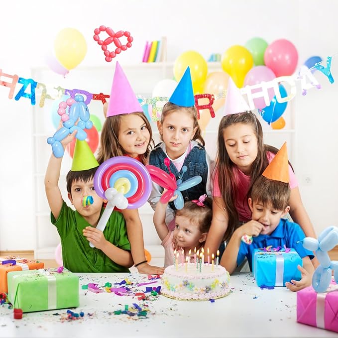 100Pcs Pastel Long Balloons forTying Balloon Arch, Assorted 260q Balloons Thickening Skinny Latex Twisting for Animals Shape modeling.