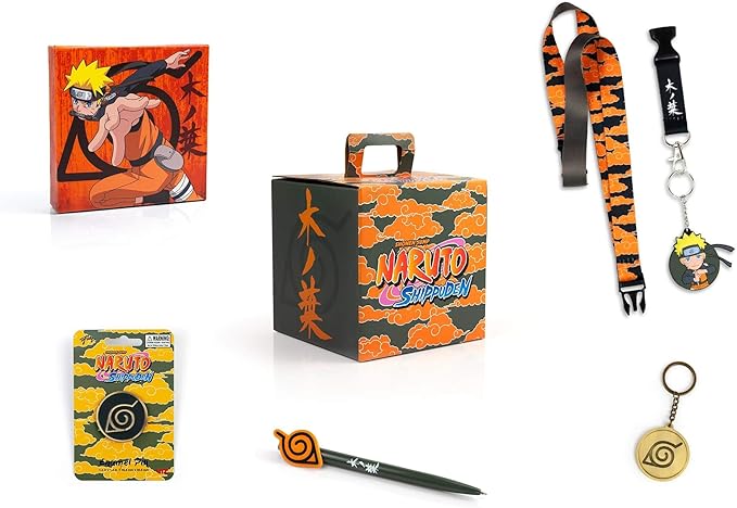JUST FUNKY Naruto Shippuden Konoha Collectors Looksee Box | Mystery Box Collectors Items | Naruto Toys and Accessories | 5 Themed Toy Collectibles