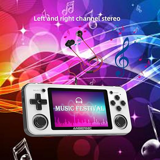 RG351P Handheld Game Console RG353P Retro Gaming Console RG353P Portable Game Console Linux and Android Dual OS 3.5" IPS Screen 64G TF Card 3500mAh Battery Support 5G WiFi 4.2 Bluetooth White