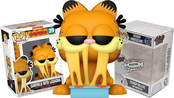 Funko Garfield with Cheesy Lasagna Pan + Pop Protector: Retro Pop! Comics Vinyl Figure (Collector Gift Set Bundled with ToyBop Brand Box Protector Case)
