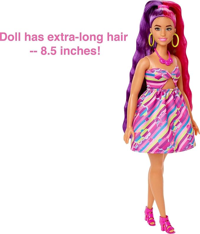 Barbie Totally Hair Doll, Flower-Themed with 8.5-inch Fantasy Hair & 15 Styling Accessories (8 with Color-Change Feature)