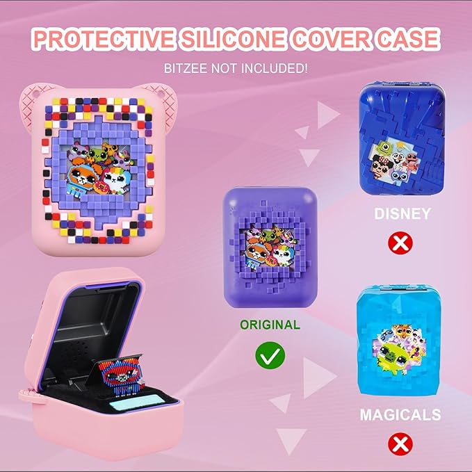 RAIALL Silicone Cover Case for Bitzee Interactive Toy Digital Pet, Kids Protective Virtual Electronic Pet Game Lanyard Silicone Holder for Boys and Girls, Portable Travel Soft Silicone Sleeve, Pink