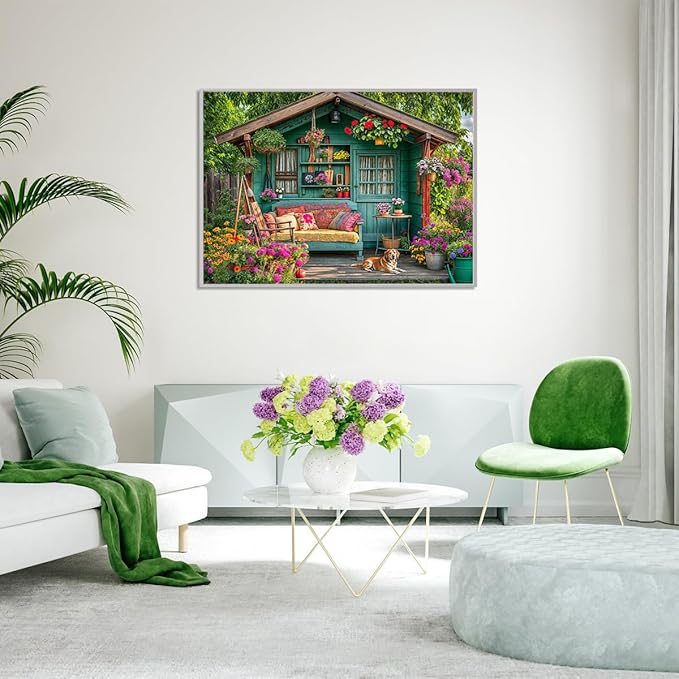 1000 Piece Puzzle for Adults, Flower House Jigsaw Puzzle, Family Puzzles Game, Interlock Perfectly No Dust, Home Decoration Puzzle, Gifts for Easter Parents Mother’s Day