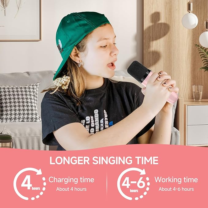 Mini Karaoke Machine with 2 Wireless Microphones for Kids and Adults,Portable Karaoke Machine with Voice Changer,Birthday Gifts for Girls and Boys