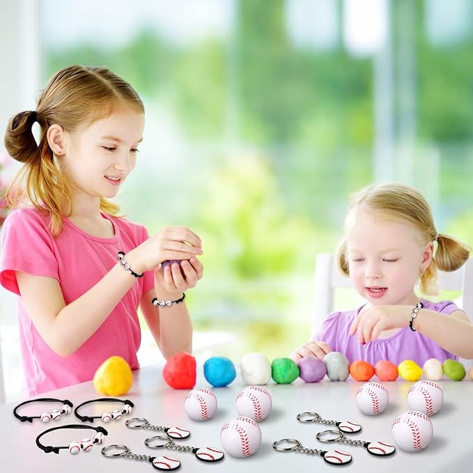Nosiny 108 Pcs Baseball Party Favors Bulk Baseball Keychain Gifts Stress Balls Charm Bracelets 36 Pieces Each for Team Birthday Party Supplies