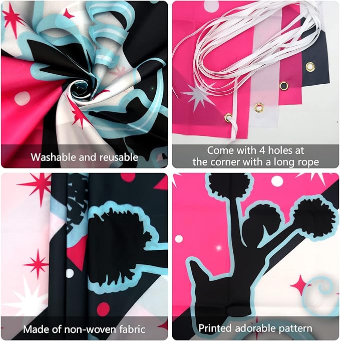Cheerleading Party decoration, Cheerleading birthday Party Supplies Packs, Gymnastics PartyCheer Party Supplies include Background, Plates, Balloons, Cheerleading Party Set Serves 20 (Background)