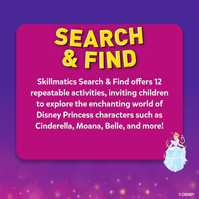 Skillmatics Search & Find Disney Princess Educational Game - Reusable Preschool Learning Activity, Perfect for Toddlers & Kids Who Love Toys, Art & Crafts, Easter Gift for Boys & Girls Ages 3, 4, 5, 6