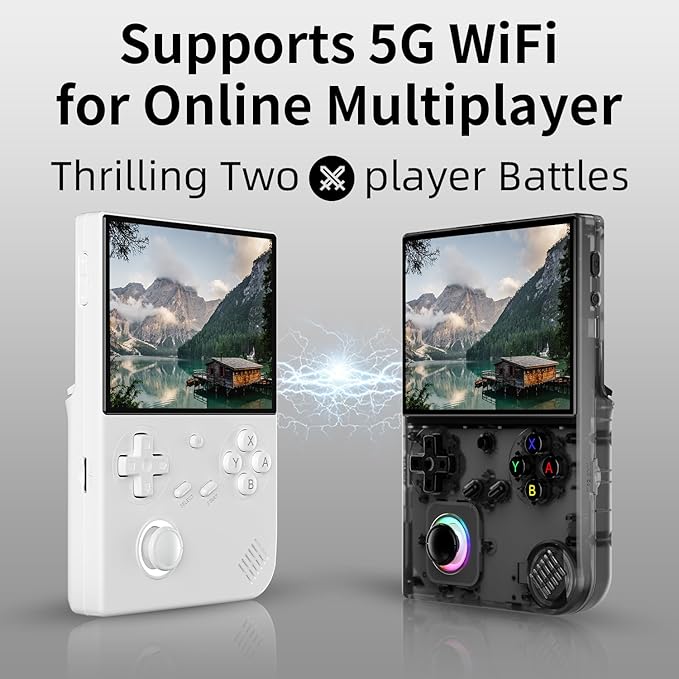 RG40XX V Retro Handheld Game Console , RG40XXV 4.0 Inch IPS Screen Linux System Built-in 64G TF Card 5528 Games Support TV Output 5G WiFi Bluetooth 4.2(White-New)
