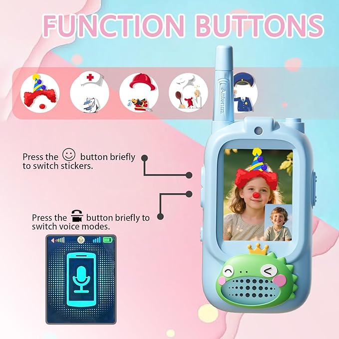 Video Walkie Talkies for Kids, Kids Walkie Talkies with Screen & Voice Changer, 1000 Feet Range, 2 Pack Rechargeable Walkies Talkies for Indoor Outdoor Games, Camping, Hiking for Boys Girls (Blue)