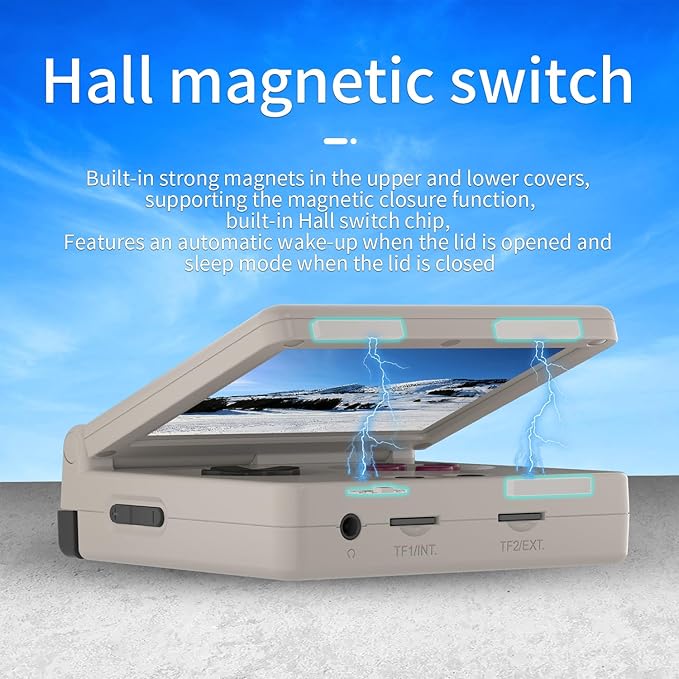 RG35XXSP FILP Retro Game Console,3.5 Inch IPS Screen 640x480,Built-in 64GB+128GB TF Card,with 3300mAh Battery Linux System Classic Consoles,Support HD and TV Output Casual Game Console(Gray)