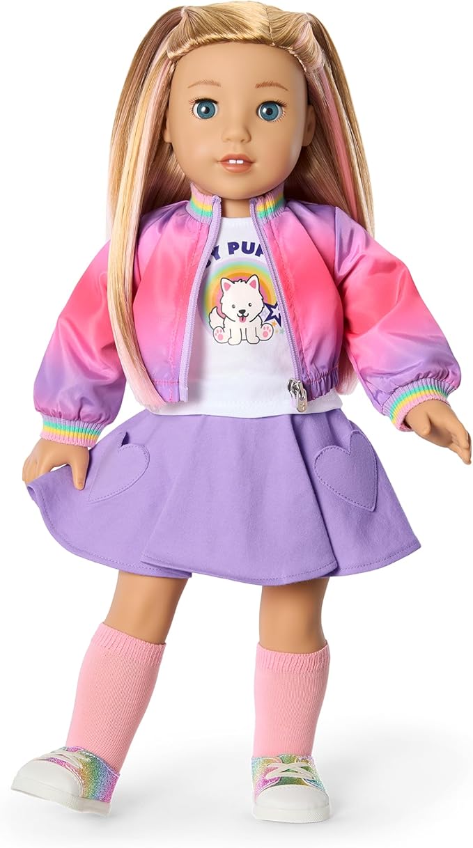 American Girl, Summer McKinny Girl of The Year 2025 Waggy Pup Tails Outfit for 18-inch Dolls, with a t-Shirt, Jacket, Skort, Socks, and Shoes, Ages 6+