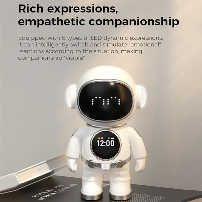 AI Smart Robot, Interactive Educational Companion with WiFi Speaker, LED Facial Expressions Voice Control for Kids Learning Home