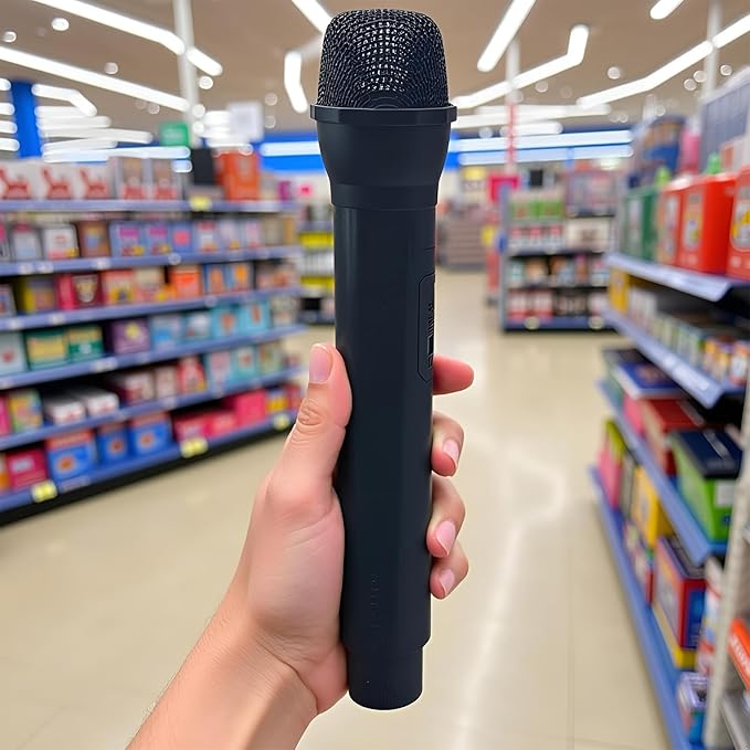 Microphone Pretend Play Toy,1:1 Realistic Simulation Mic Prop for Role Playing, Host Practice and Pretend Singing (Non-Functional, 23cm, Black)