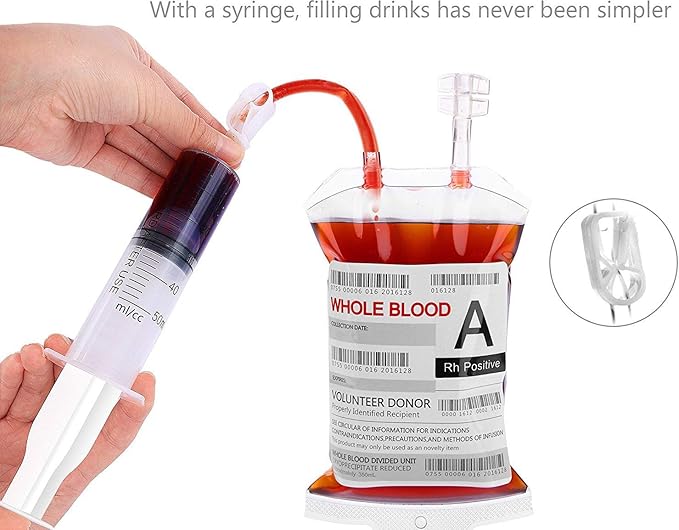 WYNK 20 Pack Halloween Decorations Blood Bag for Drink, 11.5 FL Oz Reusable Cups Containers, Live Blood of Theme Parties, Halloween/Vampire/ Hospital Theme Party Favors, Nurse Graduation Party Props