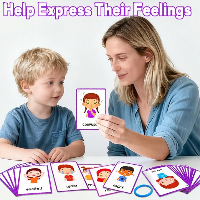 Emotions Flash Cards, 28 Different Feelings, for Express Feeling, Social Emotional Learning Card for Kids