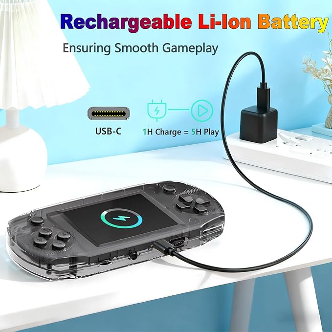 16 Bit 3.2" IPS Large Screen Handheld Game Console for Kids Preloaded 100 Retro Video Games, Portable Gaming System Rechargeable Battery, Mini Travel Electronic Toy Gifts for Boys Girls (Black)
