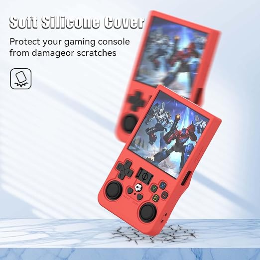 FIOPAZ for R36MAX Silicone Protective Case, Soft Skin for R36 MAX Retro Handheld Game Console Accessories, Anti-Scratch Washable Only for R 36 MAX Sleeve with Lanyard (Red)