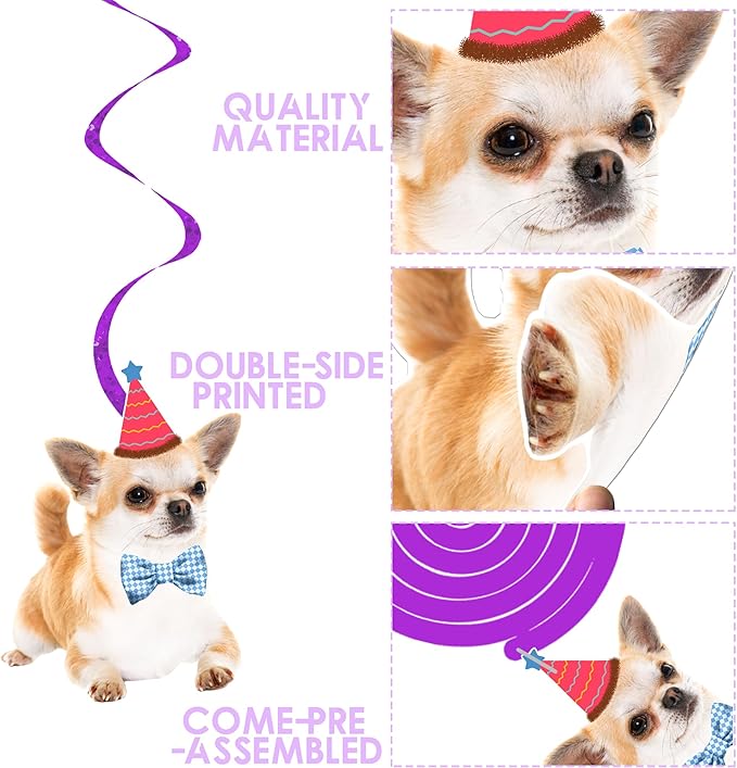 Chihuahua Party Hanging Swirls 20Pcs Chihuahua Dog Birthday Party Decorations Dog Themed Hanging Streamers Decor Chihuahua Party Ceiling Swirls for Puppy Party Hanging Supplies