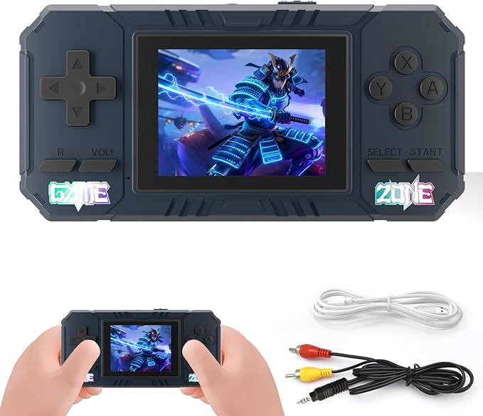 Handheld Portable Game Console, 520 Retro Video Games, 3.0 Inch LCD Screen and 1020mAh Battery Video Games, Portable Game Console Gift for Boys and Girls (Blue)