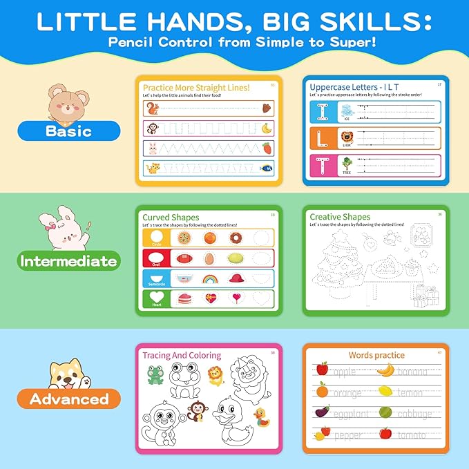 Preschool Learning Activities, Tracing Books for Kids Ages 3+, Toddler Handwriting Practice, Letter Tracing for Kids, Preschool Kindergarten Workbooks 3+, Learning Books for 3+ Years Old