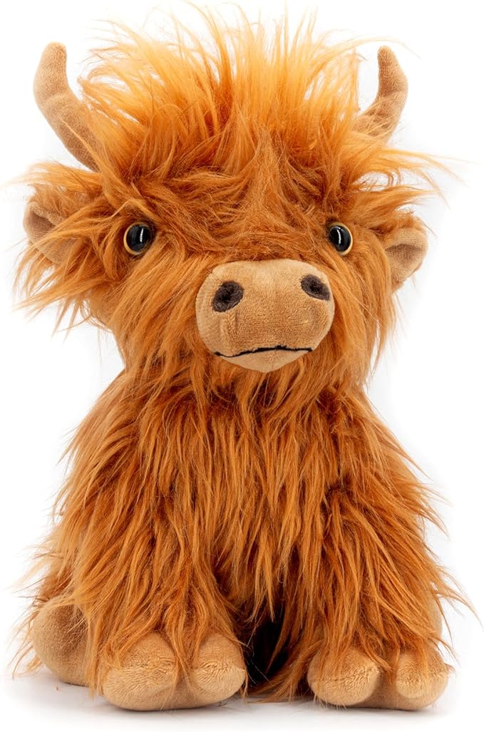 Marysun Highland Cow Stuffed Animal Toy Non-Microwavable Brown Stuffed Animal Gift for Girls and Kids