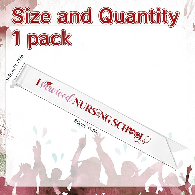 I Survived Nursing School Sash, Nurse Rn Class of 2026 Graduation Party Decorations Supplies, Congrats Grad Nursing School Graduation Gifts for Women Girls