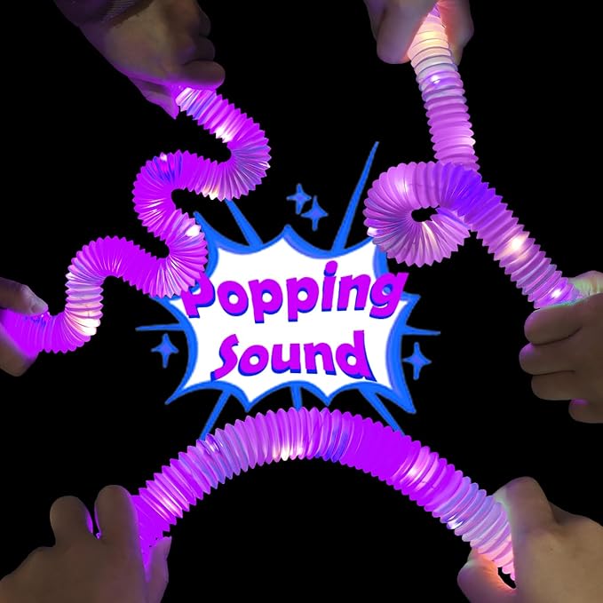 Purple Glow Sticks Pop Tubes,12-24PCS Light Up Necklaces & Bracelets,Mardi Gras Party Favors Accessories Decorations,Glow Birthday Wedding Carnival Valentines Day Party Supplies for Kids & Adults