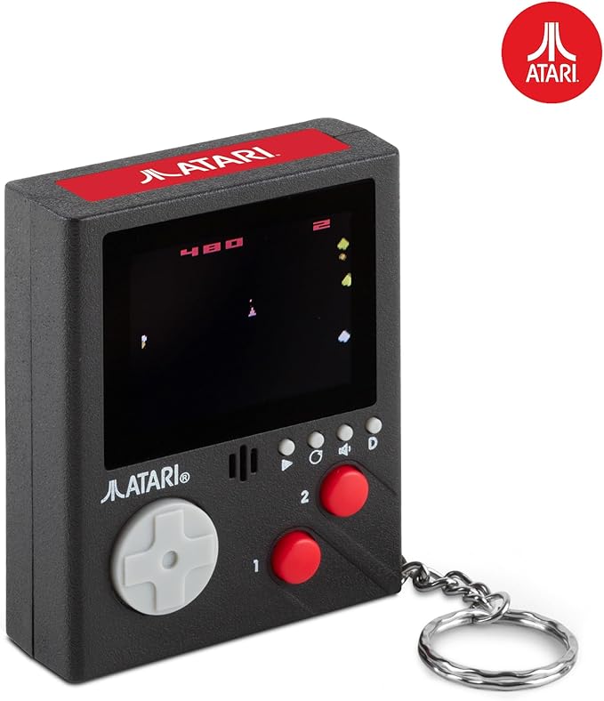 Official Atari Cartridge Handheld Mini Arcade Console with 3 Games - Pong, Asteroids & Missle Command, 2" Colour Screen, Keyring, Gaming Gift for Him and Her
