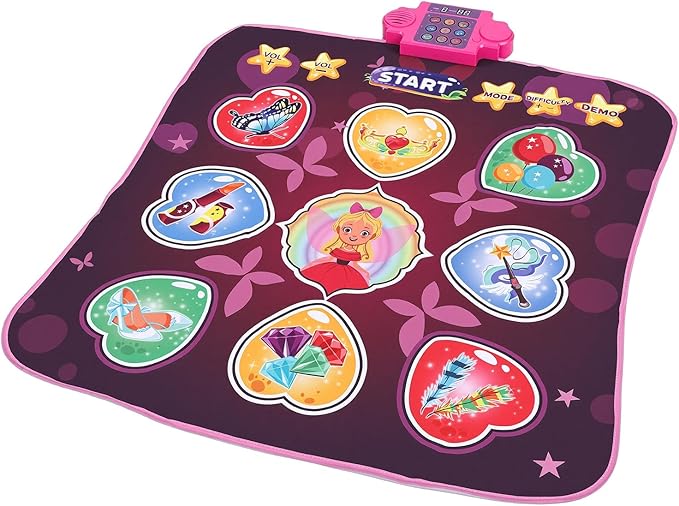 Alomejor Music Dance Mat, Non Slip Electronic Playmat with Built in Music and 80 Sounds for Kids, Fun Indoor Outdoor Toy for Family and Kids (Pink)