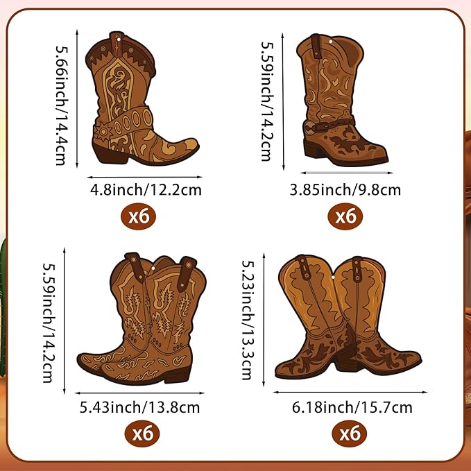 58 PCS Cowboy Party Decorations West Cowboy Themed Party Hanging Swirls Wild Western Cowboys Boot Hanging Decorations for Cowboy's Birthday Decor Country Themed Decor Baby Shower