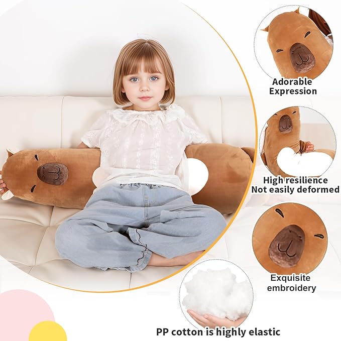 36 inch Capybara Stuffed Animals Long Plush Pillow Toy, Cute Giant Large Big Jumbo Soft Capybara Squishy Animal Plushies Gift Kids Boys and Girls, Birthday