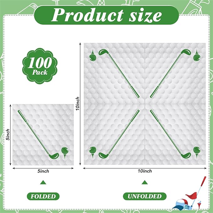 100 Pcs Golf Napkins, Master Cocktail Napkins Disposable Golf Party Decorations for Hole in One Birthday, Master Party