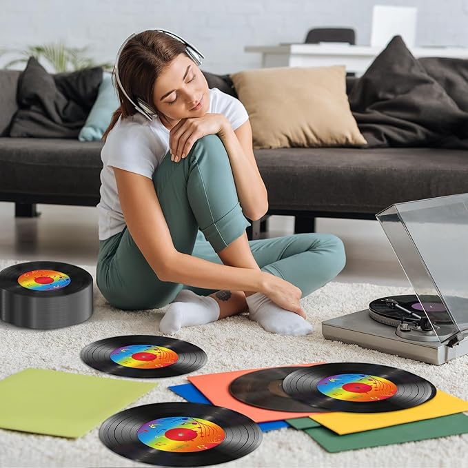 100 Pcs Vinyl Record Themed Napkins 50's Theme Party Decorations for 1950's Music Birthday Rock Party Supplies Back to 50s Rock Paper Napkins Music Roll Favors Throwback Retro