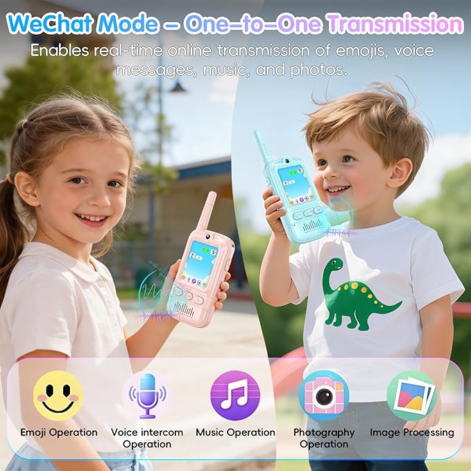 Artman Video Walkie Talkies for Kids, 2 Pack Rechargeable Walkie Talkies with Screen, Long Range Two Way Radios Toys for Family Games, Outside, Camping, Birthday for Boys Girls Ages 3-12 (Blue & Pink)
