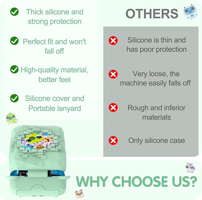 Silicone Case for Bitzee Magicals Interactive Toy, Anti-Scratch, Washable, Shockproof Silicone Protective Cover for Bitzee Magicals Interactive Toy Accessories with Lanyard - Mint Green