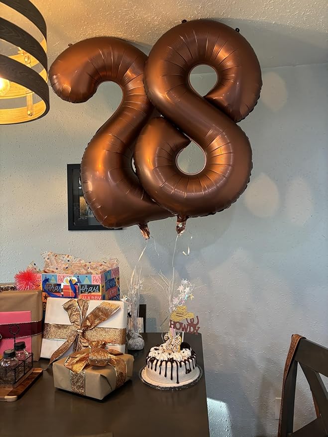 40 Inch Coffee Brown Number 5 Balloon, Giant 5 Number Balloons for 5th Birthday Decorations, Party Supplies for Baby Boy Girl, Coffee Brown Party Decor