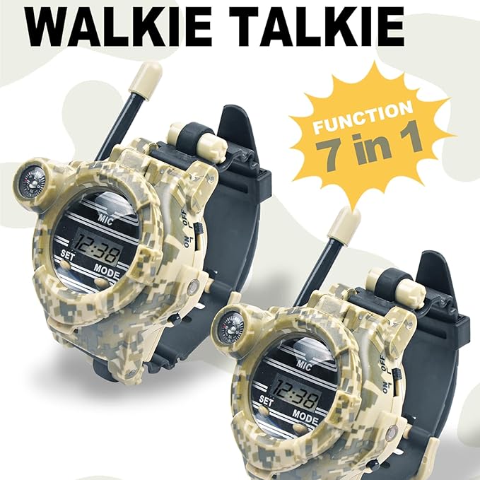 Walkie Talkies for Kids, Children Walkie Talkie Rechargeable Watch Two-Way Long Range with Flashlight, Camping Hiking Cycling Outdoor Toys, Gifts for Girls and Boys, 2 Pack