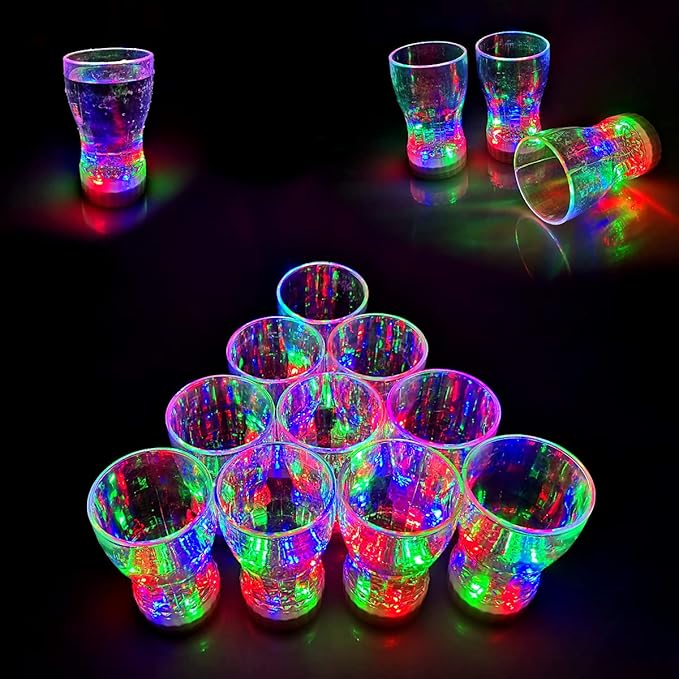 OceanWings 12 Pack Large Light Up Cup, LED Glow in The Dark Party Favor Supplies for New Years Eve Party Supplies, Birthday Halloween Thanksgiving Christmas Party Replaceable Battery