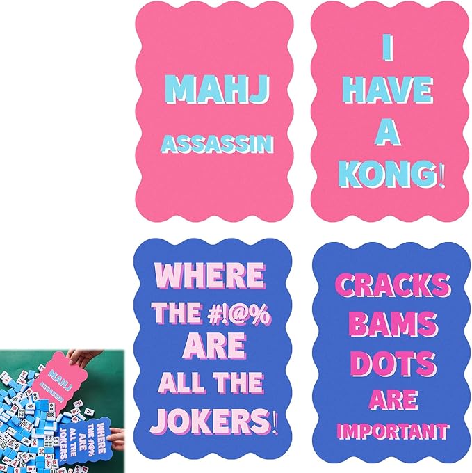 Soulchen 4 Pcs Mahjong Tile Mixer Shufflers for Mixing and Shuffling Tiles Plastic Mahjong Accessories Gifts for Lovers Games Decorative Printed Design (Pink & Blue Style)