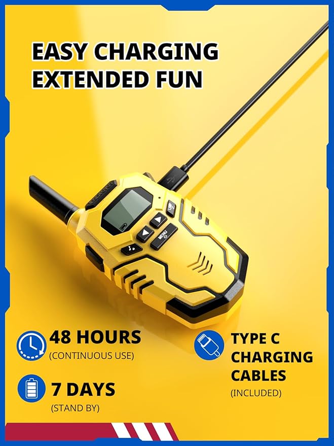 Walkie Talkies for Kids Rechargeable,Long Range 2 Way Radio, Outdoor Camping Games Party Toys for 3 4 5 8-12 Year Old Boys Birthday Xmas Gift for Kids, 3 Pack